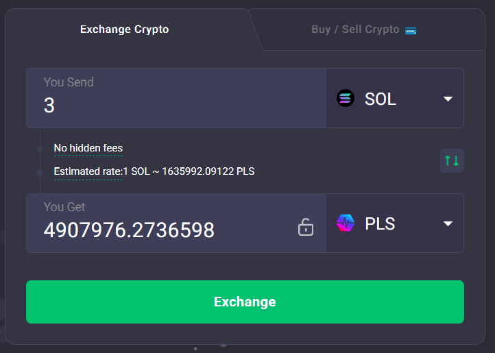 ChangeNow.io - Solana to PulseChain